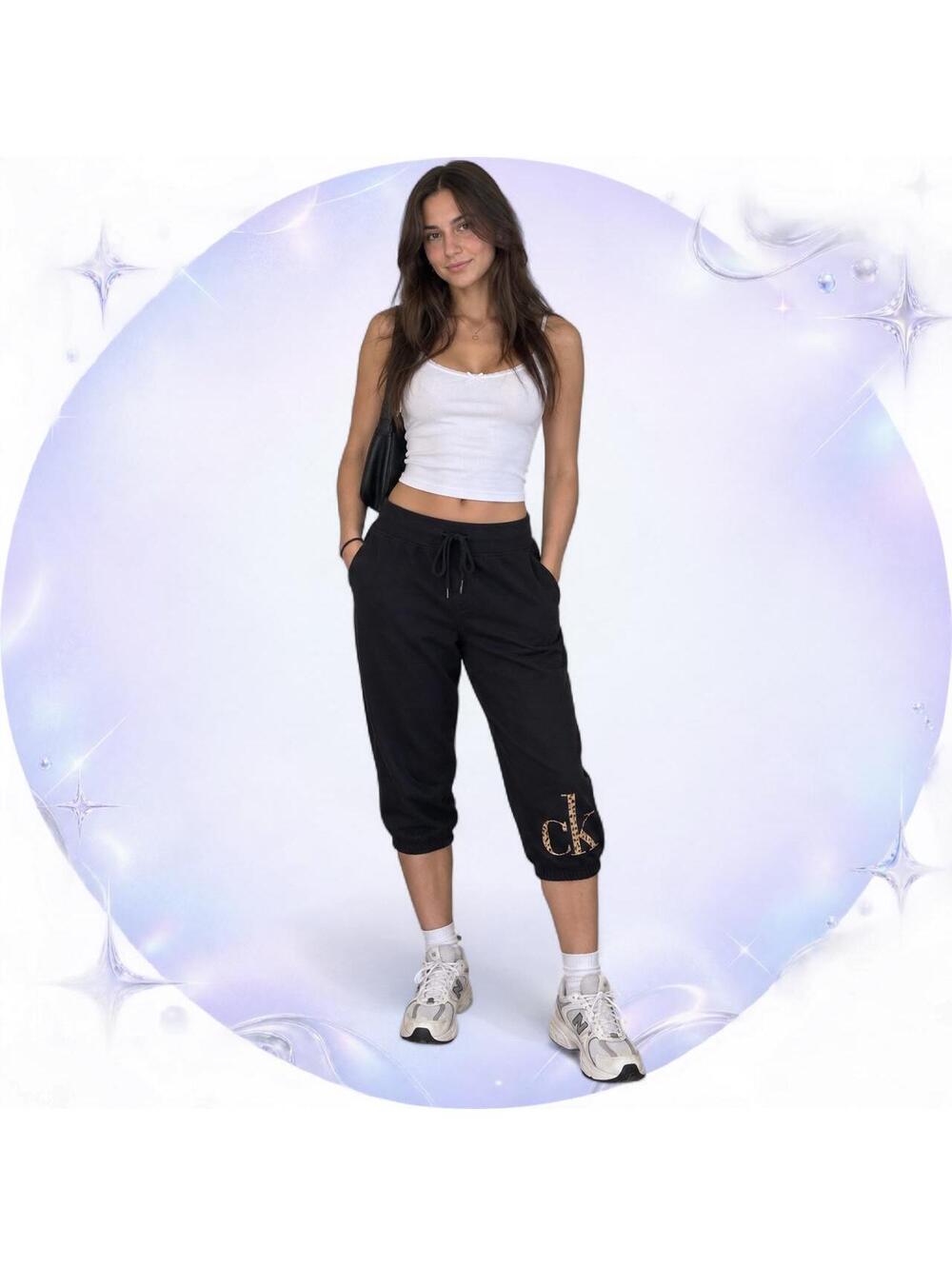 Calvin Klein Leopard Logo Capri Sweatpants Small
